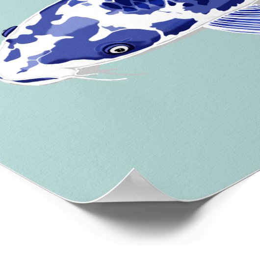 Blue and white koi ポスター (角)