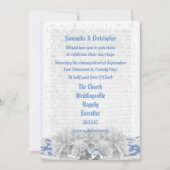 Blue and white lace wedding photo invitation 招待状 (正面)