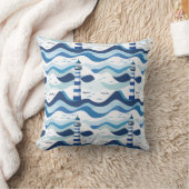Blue and White Lighthouse Nautical  クッション (ブランケット)