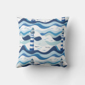Blue and White Lighthouse Nautical  クッション (裏面)