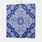 Blue and White Mediterranean Azulejo Tile Pattern セラミックオーナメント (左)