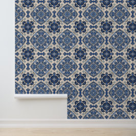 Blue and White Mediterranean Pattern 壁紙
