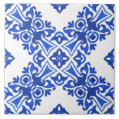 Blue and White Mediterranean Patterned タイル (正面)