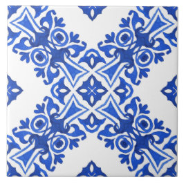 Blue and White Mediterranean Patterned タイル