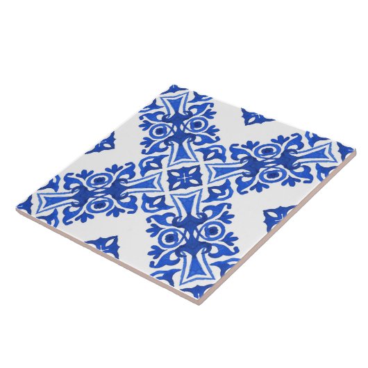 Blue and White Mediterranean Patterned タイル (側面)