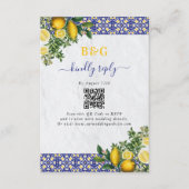Blue and White Mediterranean Tile and Lemon Weddin エンクロージャーカード (正面)