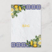Blue and White Mediterranean Tile and Lemon Weddin エンクロージャーカード (裏面)