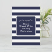 Blue and White Mens Birthday Party  招待状 (スタンド正面)