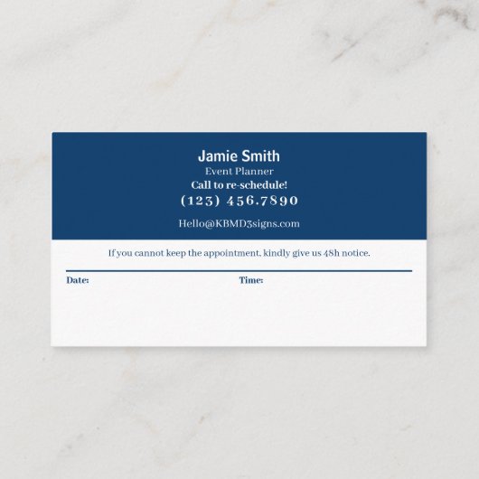 Blue and White Modern Combo Thank You & 予約カード (裏面)