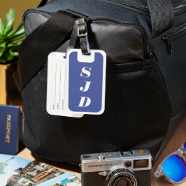 Blue and White Monogrammed Luggage Tag ラゲッジタグ