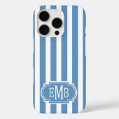 Blue and White Monogrammed Stripes Case-Mate iPhoneケース (裏面)