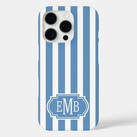 Blue and White Monogrammed Stripes Case-Mate iPhoneケース (裏面)