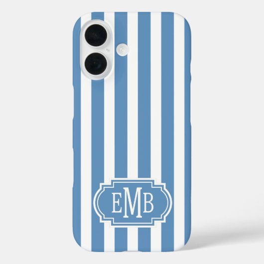 Blue and White Monogrammed Stripes Case-Mate iPhoneケース (裏面)