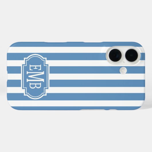 Blue and White Monogrammed Stripes Case-Mate iPhoneケース (裏面 (横))