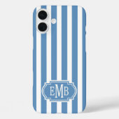 Blue and White Monogrammed Stripes Case-Mate iPhoneケース (裏面)