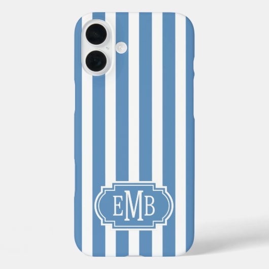 Blue and White Monogrammed Stripes Case-Mate iPhoneケース (裏面)