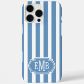 Blue and White Monogrammed Stripes Case-Mate iPhoneケース (裏面)