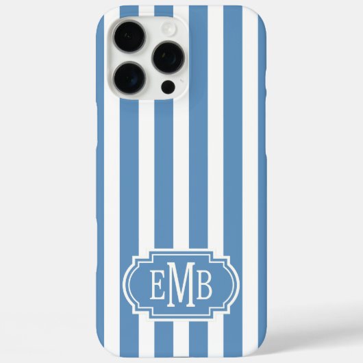 Blue and White Monogrammed Stripes Case-Mate iPhoneケース (裏面)