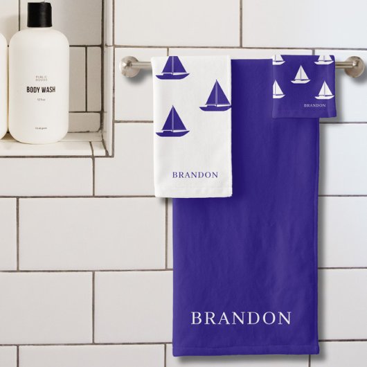 Blue and White Nautical バスタオルセット