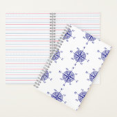 Blue and White Nautical Sailing Compass ノートブック (内側)