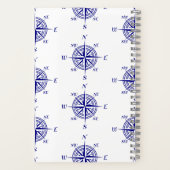 Blue and White Nautical Sailing Compass ノートブック (裏面)