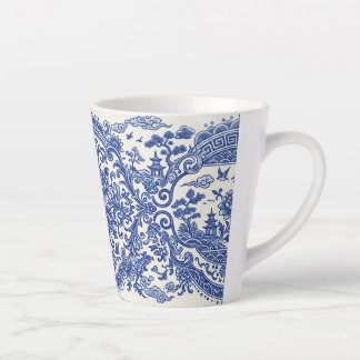 Blue and White Oriental Chinoiserie Porcelain Insp カフェラテマグ