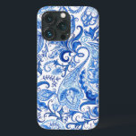 Blue and White Paisley iPhone 13 Proケース<br><div class="desc">Blue and white Indian paisley design.</div>