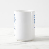 Blue and White Palm Palmetto Tree Monogram コーヒーマグカップ (中央)