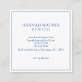 Blue and White Palm Palmetto Tree Monogram スクエア名刺 (裏面)