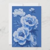 Blue and white peonies pretty wedding invitation 招待状 (裏面)