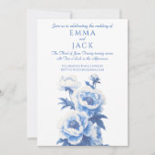 Blue and white peonies wedding invitation 招待状 (正面)