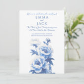 Blue and white peonies wedding invitation 招待状 (スタンド正面)