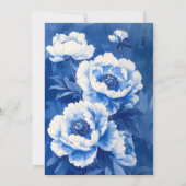Blue and white peonies wedding invitation 招待状 (裏面)