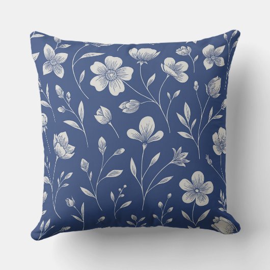 Blue and White Pillows - Customizable - Home Decor クッション (裏面)