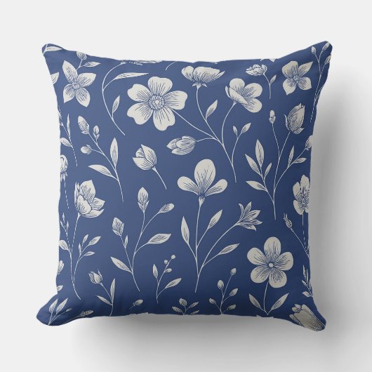 Blue and White Pillows - Customizable - Home Decor クッション (正面)