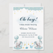 Blue and White Playful Baby Shower Invitation 招待状 (正面)