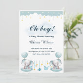 Blue and White Playful Baby Shower Invitation 招待状 (スタンド正面)