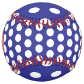 Blue and White Polka Dot With Red Monogram ソフトボール (正面)