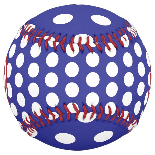 Blue and White Polka Dot With Red Monogram ソフトボール (正面)