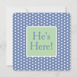 Blue and White Polka Dots With Green Monogram ノートカード