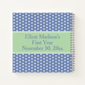 Blue and White Polka Dots With Green Monogram ノートブック (裏面)