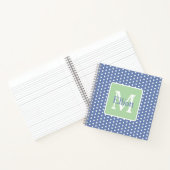 Blue and White Polka Dots With Green Monogram ノートブック (内部)
