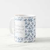 Blue and White Ribbon Pattern Custom Quote コーヒーマグカップ (正面左)