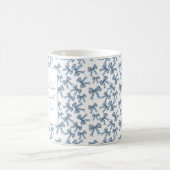 Blue and White Ribbon Pattern Custom Quote コーヒーマグカップ (中央)