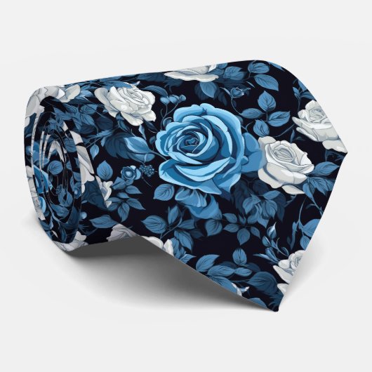 Blue And White Roses ネクタイ (ロール)