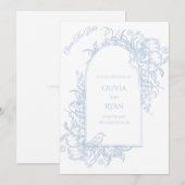 Blue And White Save The Date 招待状 (正面/裏面)