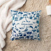 Blue and White Shakespeare Lover Pillow クッション (ブランケット)