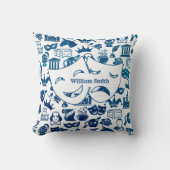 Blue and White Shakespeare Lover Pillow クッション (正面)