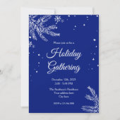 Blue and White Snowflake 5"x7" Holiday Gathering 招待状 (正面)