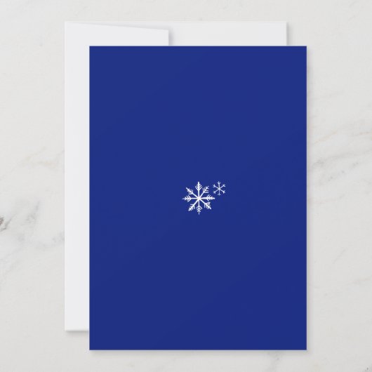 Blue and White Snowflake 5"x7" Holiday Gathering 招待状 (裏面)